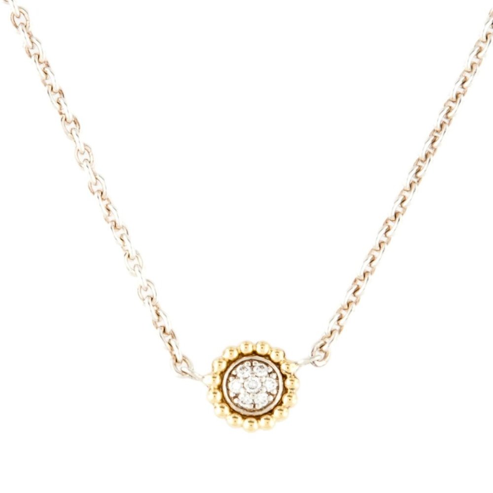 LAGOS DIAMOND TWO-TONE 18K YELLOW & STERLING SILVER 925 PENDANT NECKLACE